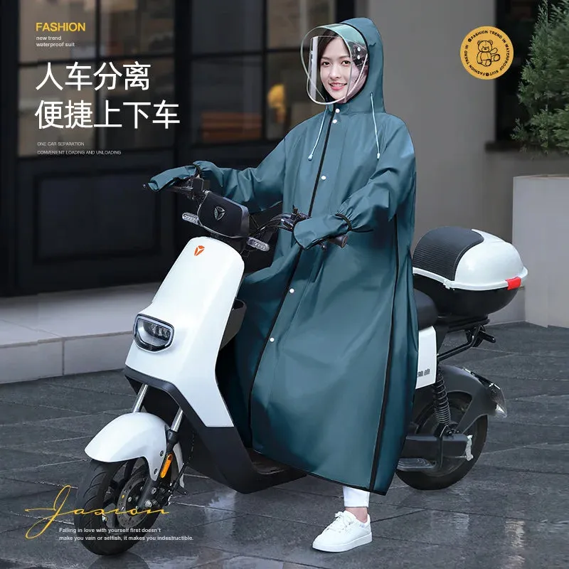 Women's Portable Poncho Raincoat - Thickened Non-Disposable One-Piece for Electric Vehicles