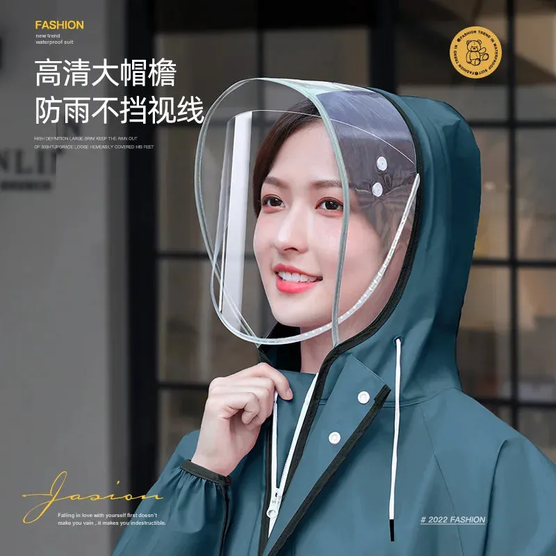 Women's Portable Poncho Raincoat - Thickened Non-Disposable One-Piece for Electric Vehicles