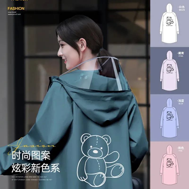 Women's Portable Poncho Raincoat - Thickened Non-Disposable One-Piece for Electric Vehicles