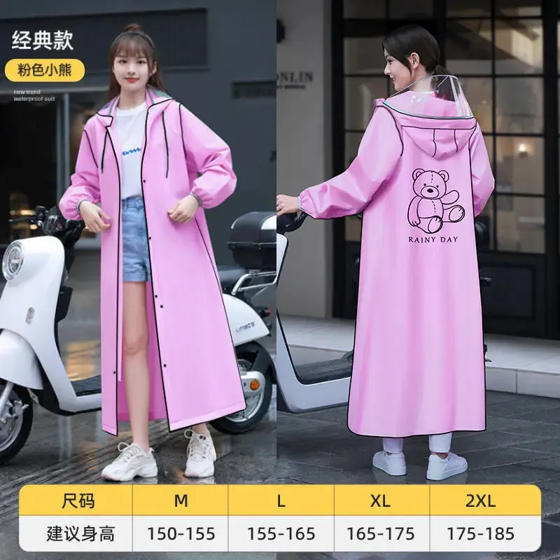 Women's Portable Poncho Raincoat - Thickened Non-Disposable One-Piece for Electric Vehicles
