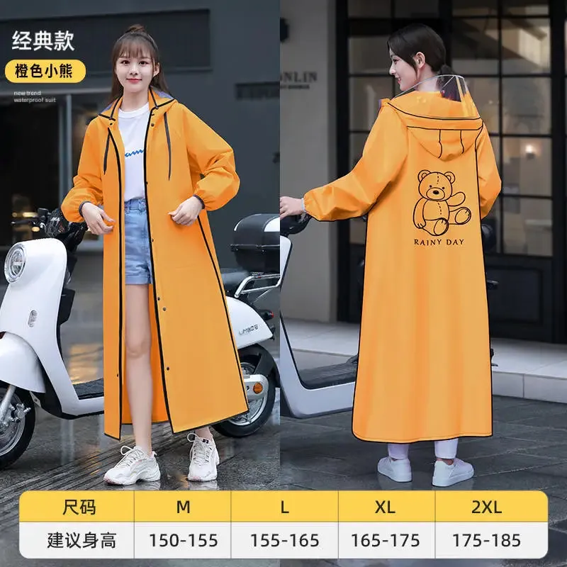 Women's Portable Poncho Raincoat - Thickened Non-Disposable One-Piece for Electric Vehicles