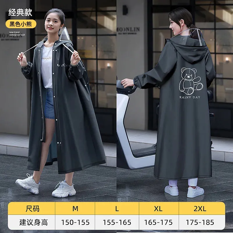 Women's Portable Poncho Raincoat - Thickened Non-Disposable One-Piece for Electric Vehicles