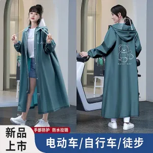 Women's Portable Poncho Raincoat - Thickened Non-Disposable One-Piece for Electric Vehicles
