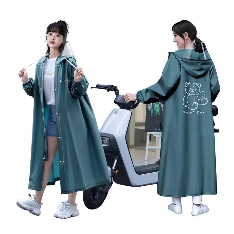 Women's Portable Poncho Raincoat - Thickened Non-Disposable One-Piece for Electric Vehicles
