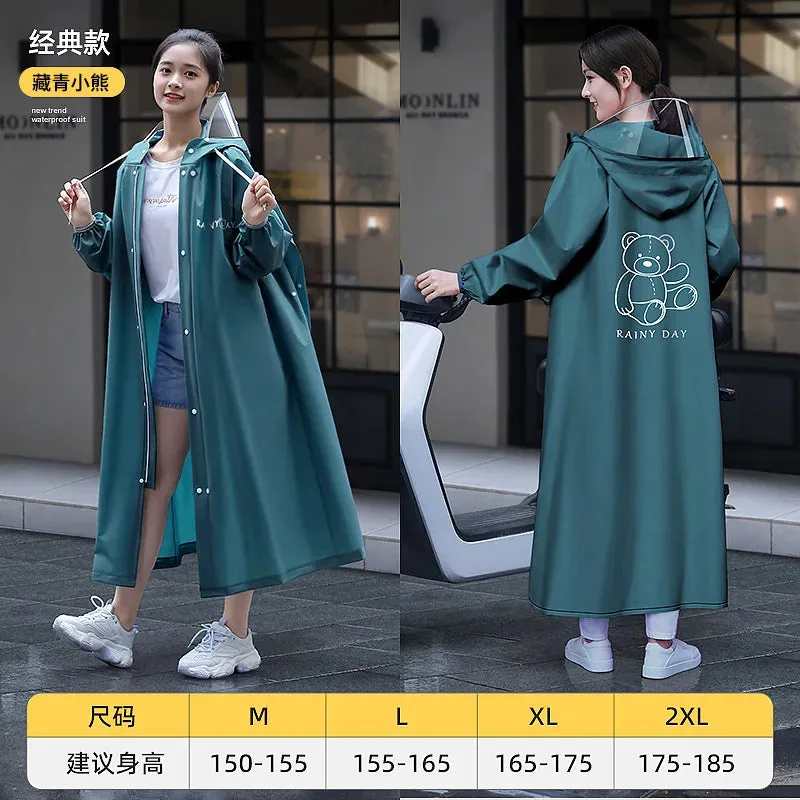 Women's Portable Poncho Raincoat - Thickened Non-Disposable One-Piece for Electric Vehicles