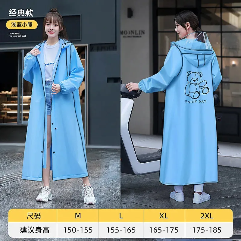 Women's Portable Poncho Raincoat - Thickened Non-Disposable One-Piece for Electric Vehicles