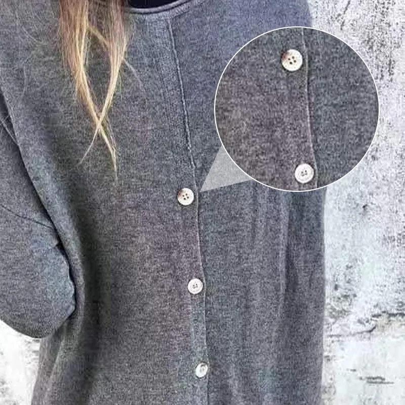 Women's Solid Round Neck Long Sleeve Tops