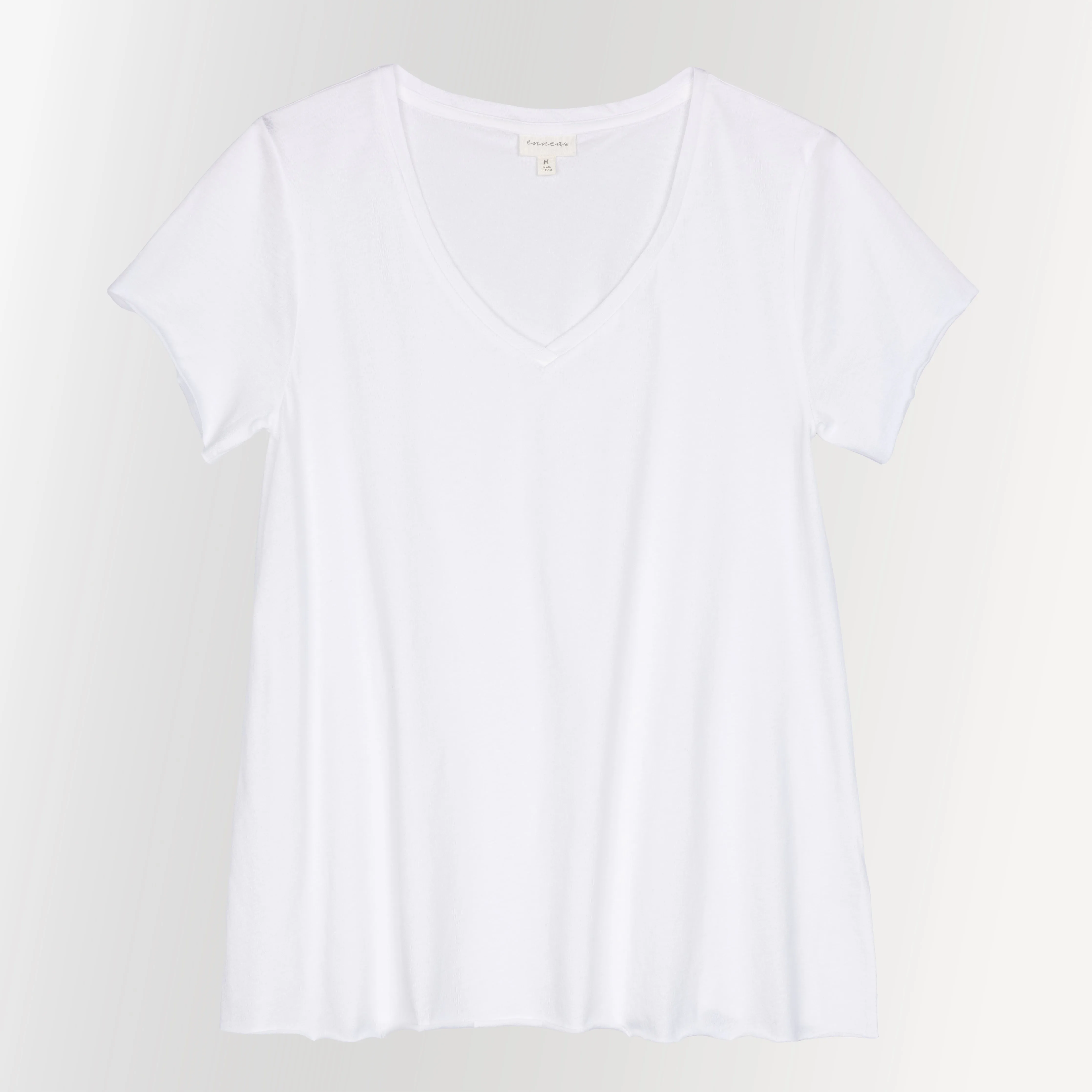 Womens V-neck Raw Edge Tee - Bright White