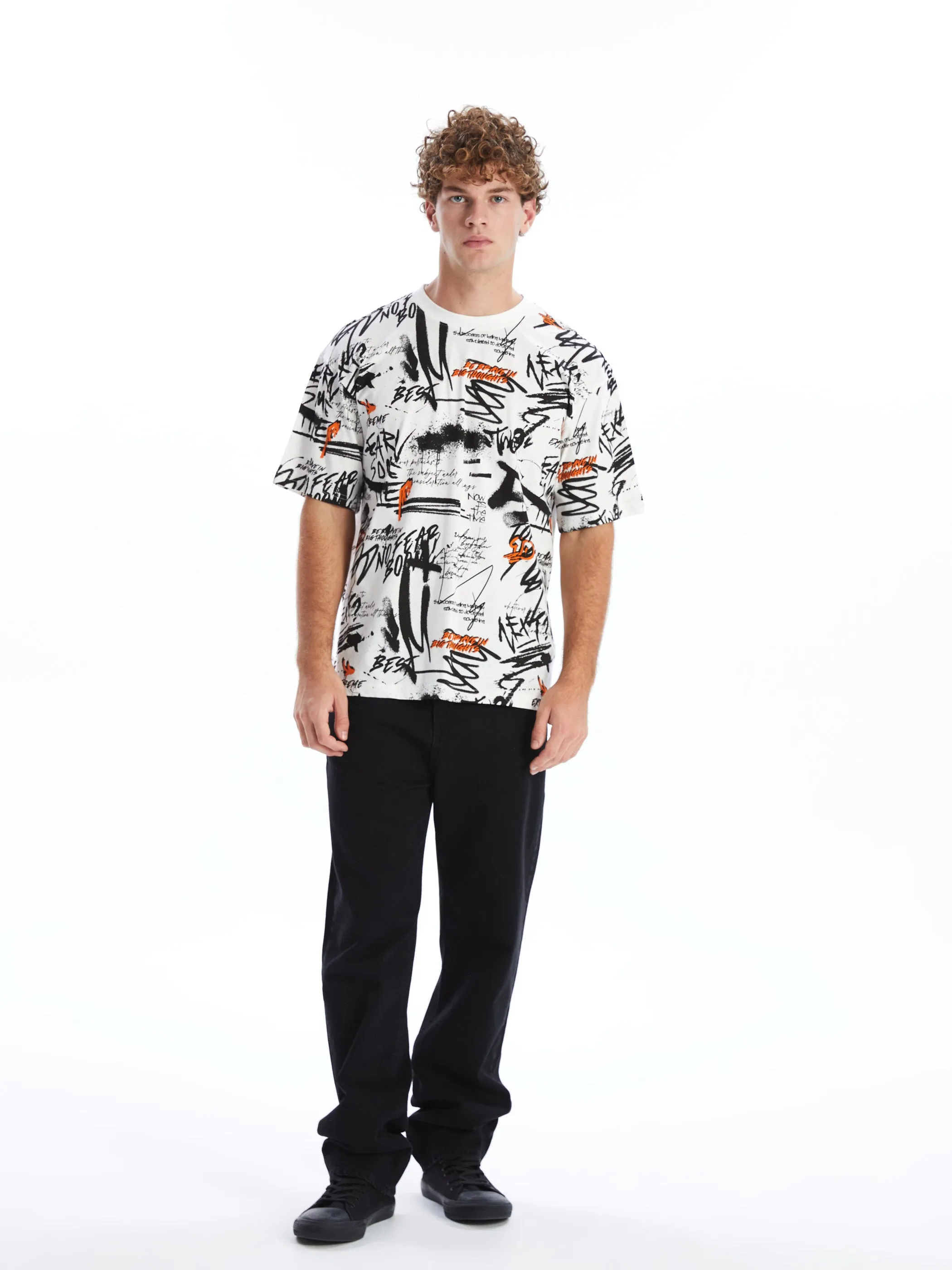 Xside- Crew Neck Short Sleeve Printed Combed Cotton Men T-Shirt
