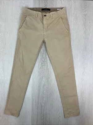 Zara Man Mens Beige Slim Chinos Size 31 'Break' Premium Wash Pants