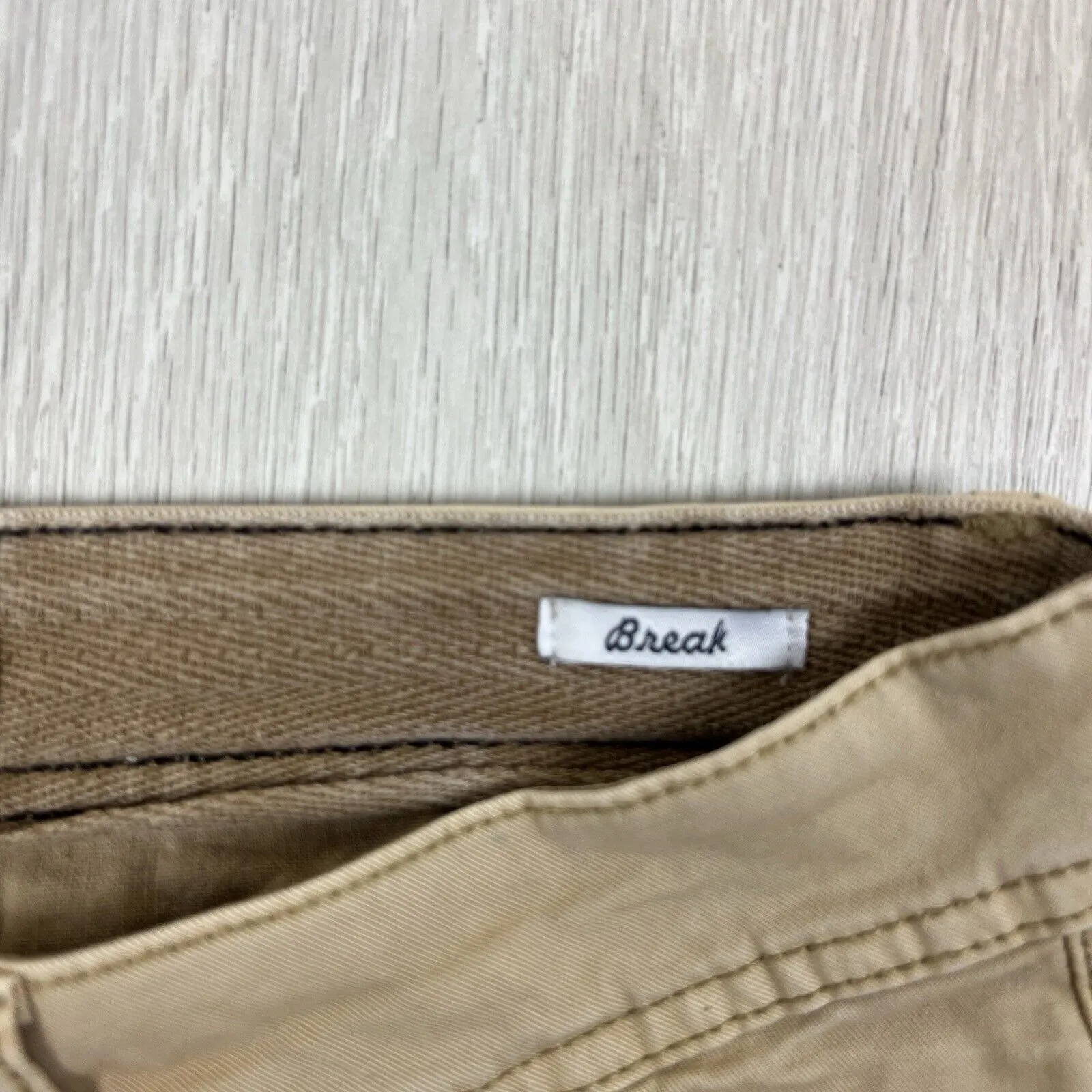 Zara Man Mens Beige Slim Chinos Size 31 'Break' Premium Wash Pants