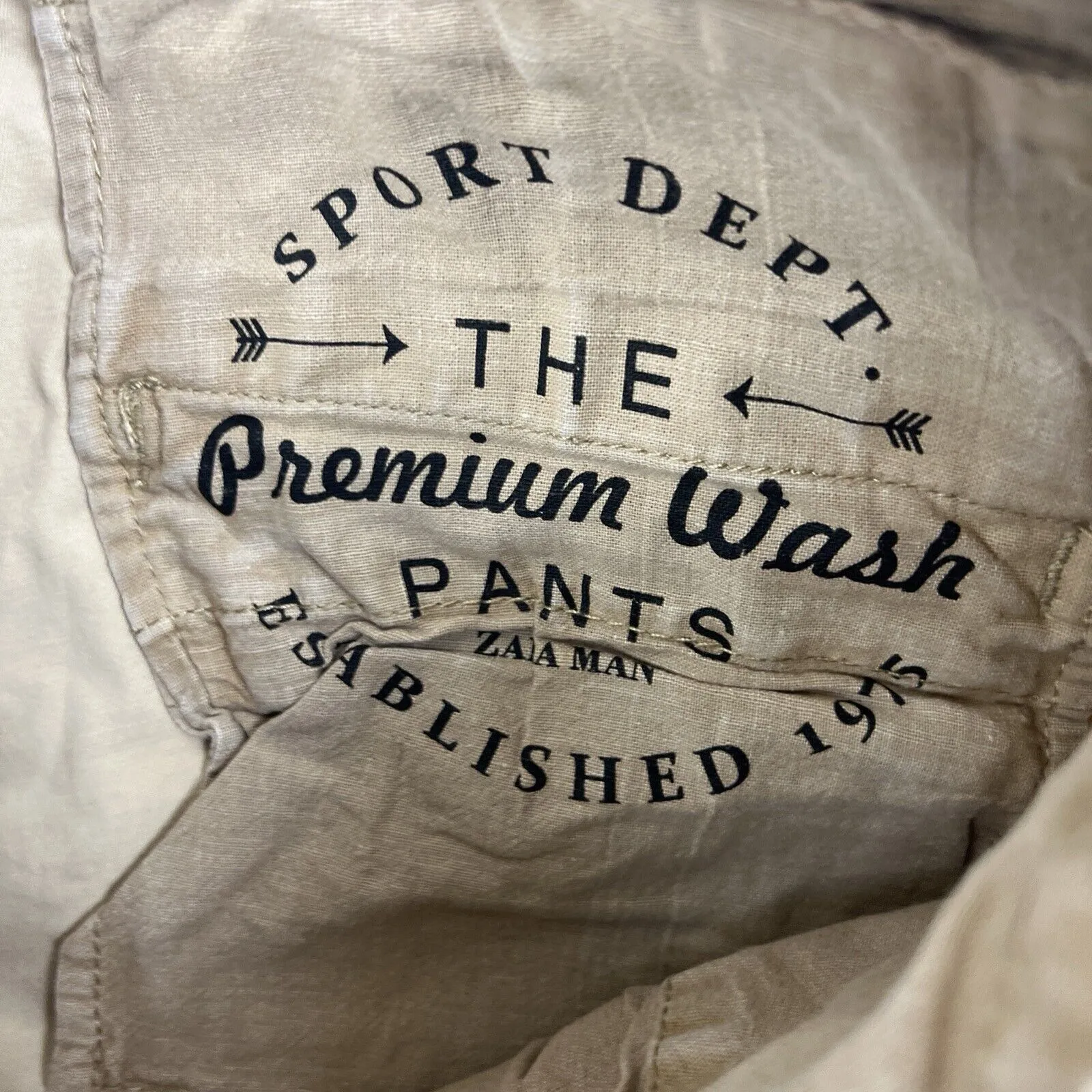Zara Man Mens Beige Slim Chinos Size 31 'Break' Premium Wash Pants