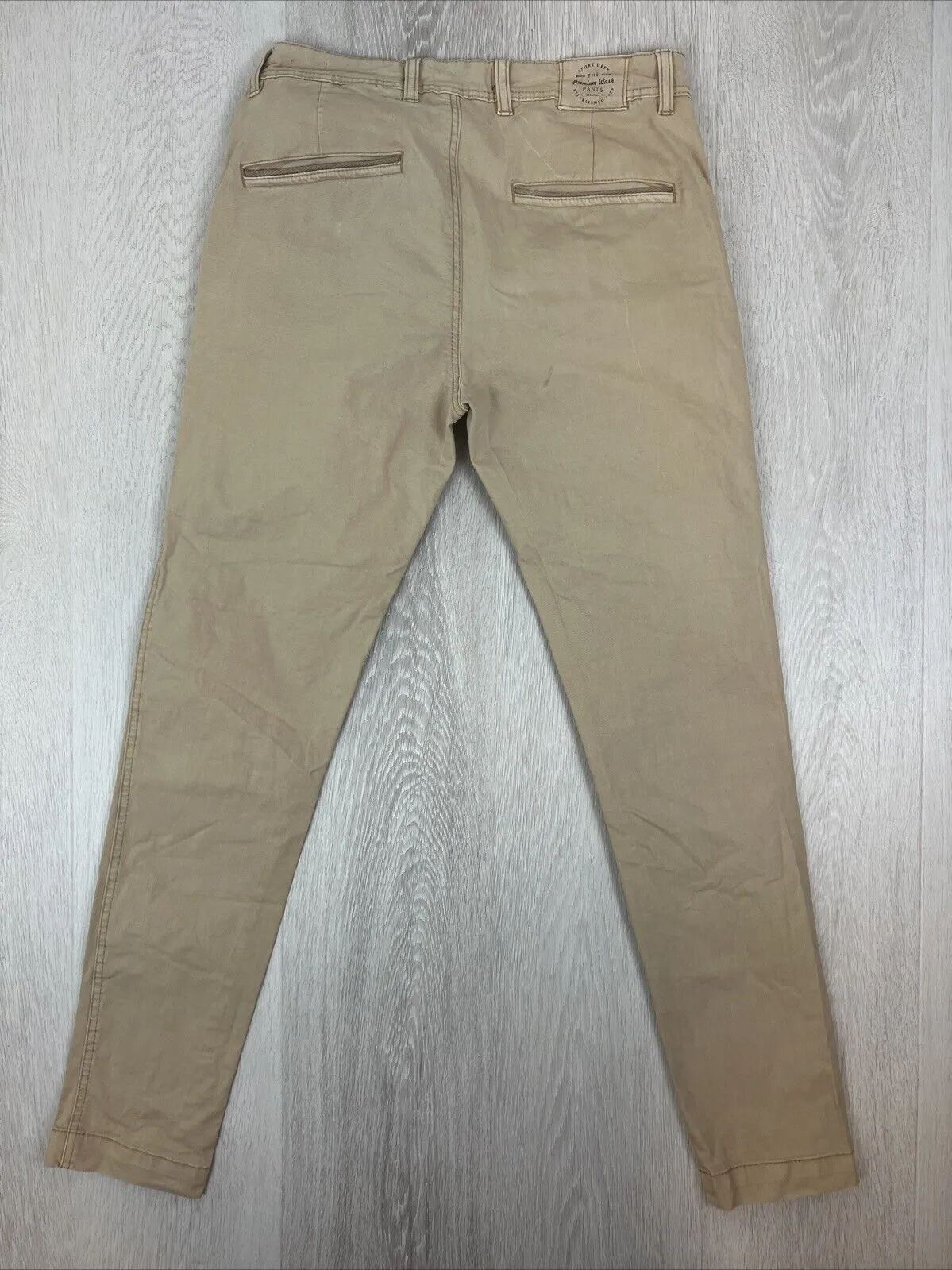 Zara Man Mens Beige Slim Chinos Size 31 'Break' Premium Wash Pants